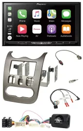 Pioneer 2DIN Lenkrad USB DAB DVD Bluetooth Autoradio für Dacia ab 2012 dunkelsil