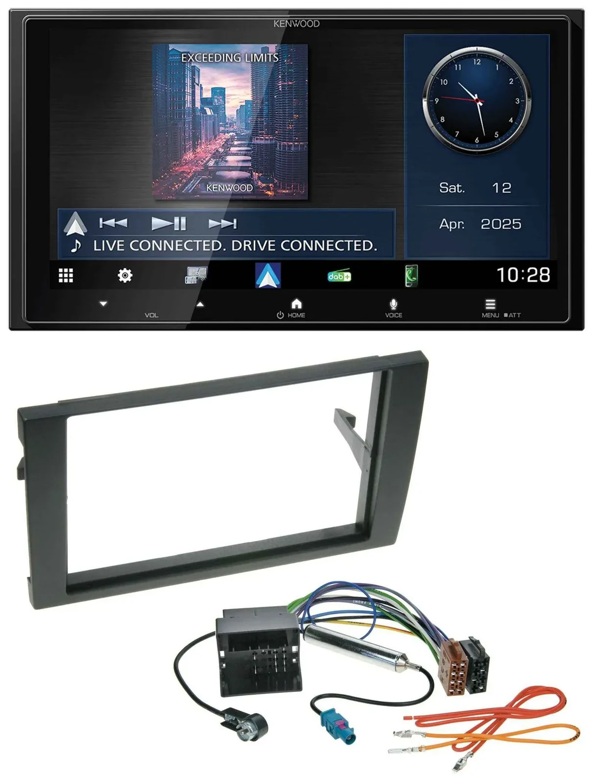 Kenwood Bluetooth 2DIN USB DAB MP3 Autoradio für Audi A4 01-08 B6 B7 Quadlock