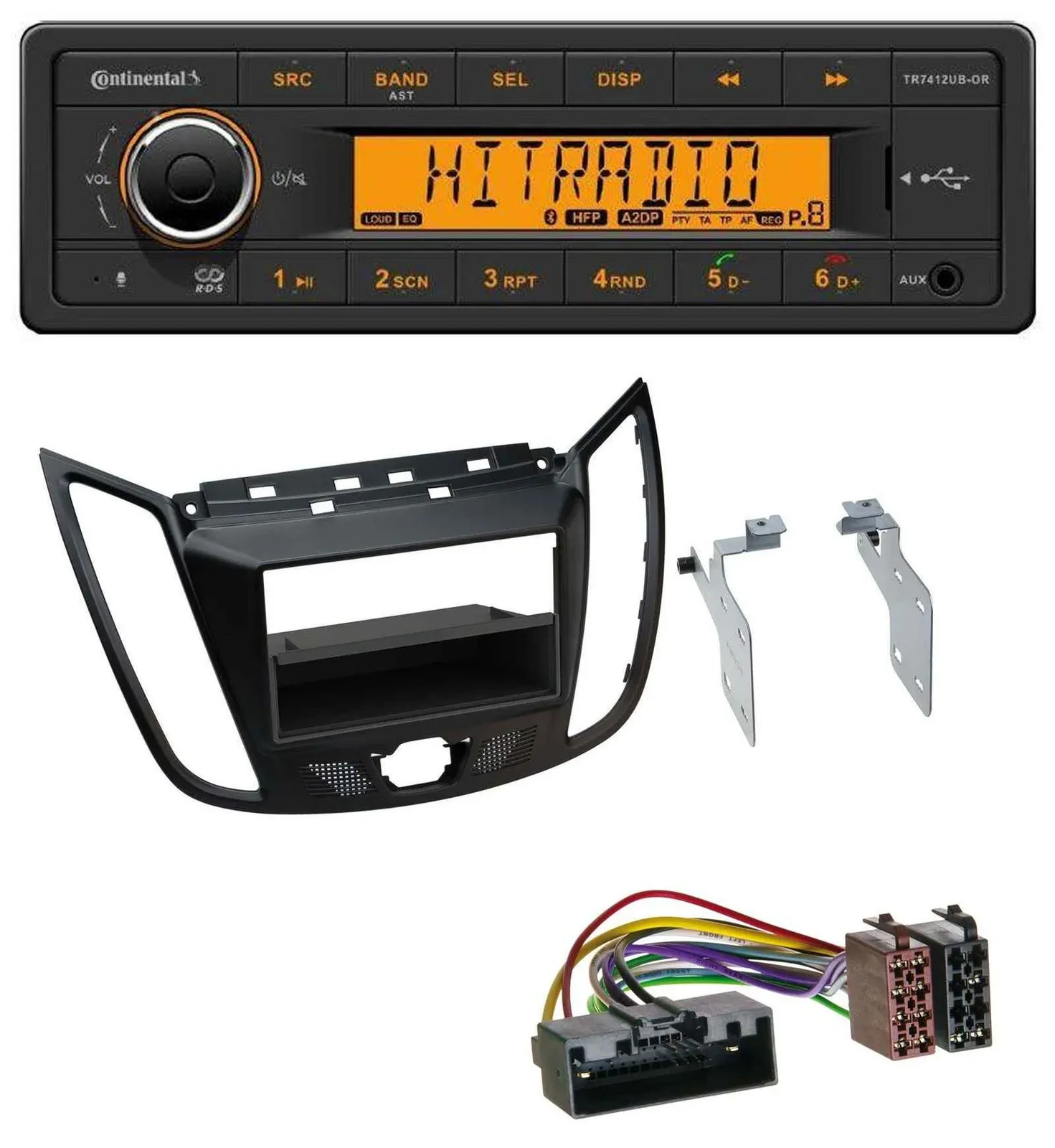 Continental MP3 Bluetooth AUX USB Autoradio für Ford C-Max Kuga matt schwarz
