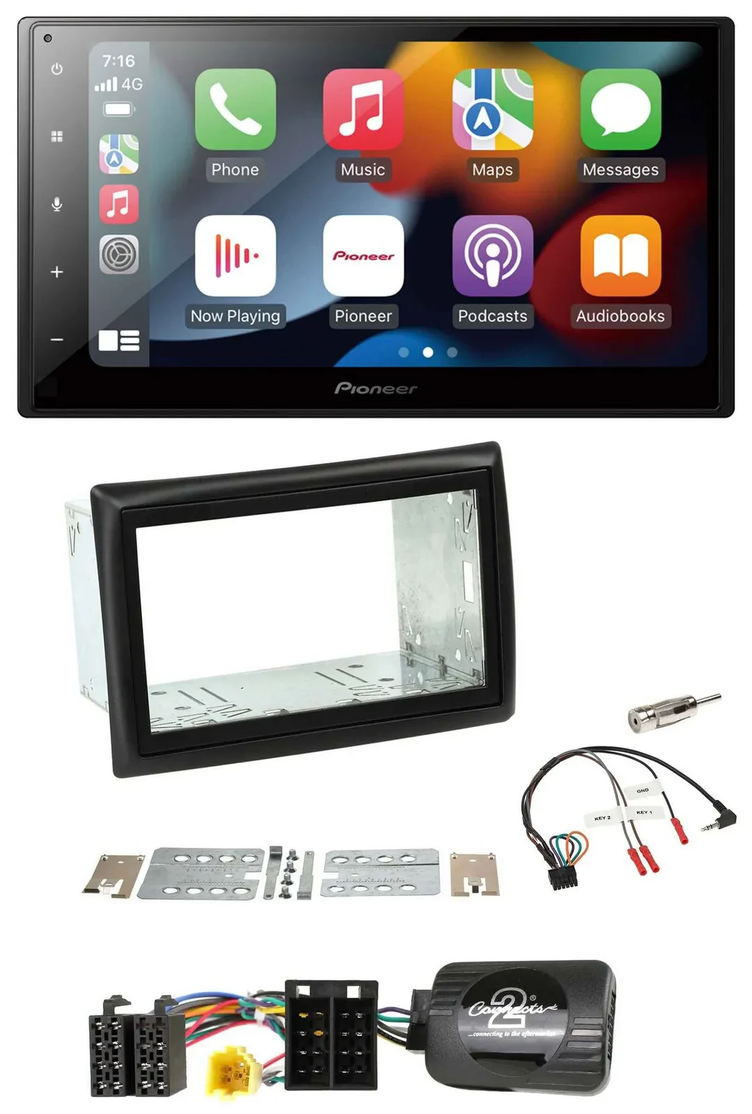 Автомагнитола Pioneer 2DIN, DAB, Bluetooth, USB для Renault Megane II (2005–2008)