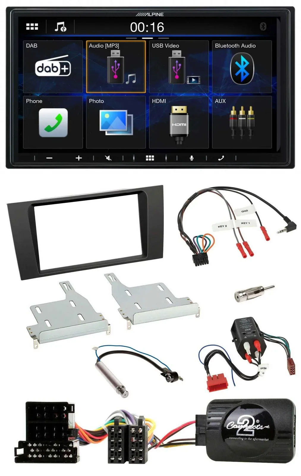 Alpine Bluetooth 2DIN Lenkrad DAB USB Autoradio für Audi A4 99-01 BOSE Vollaktiv