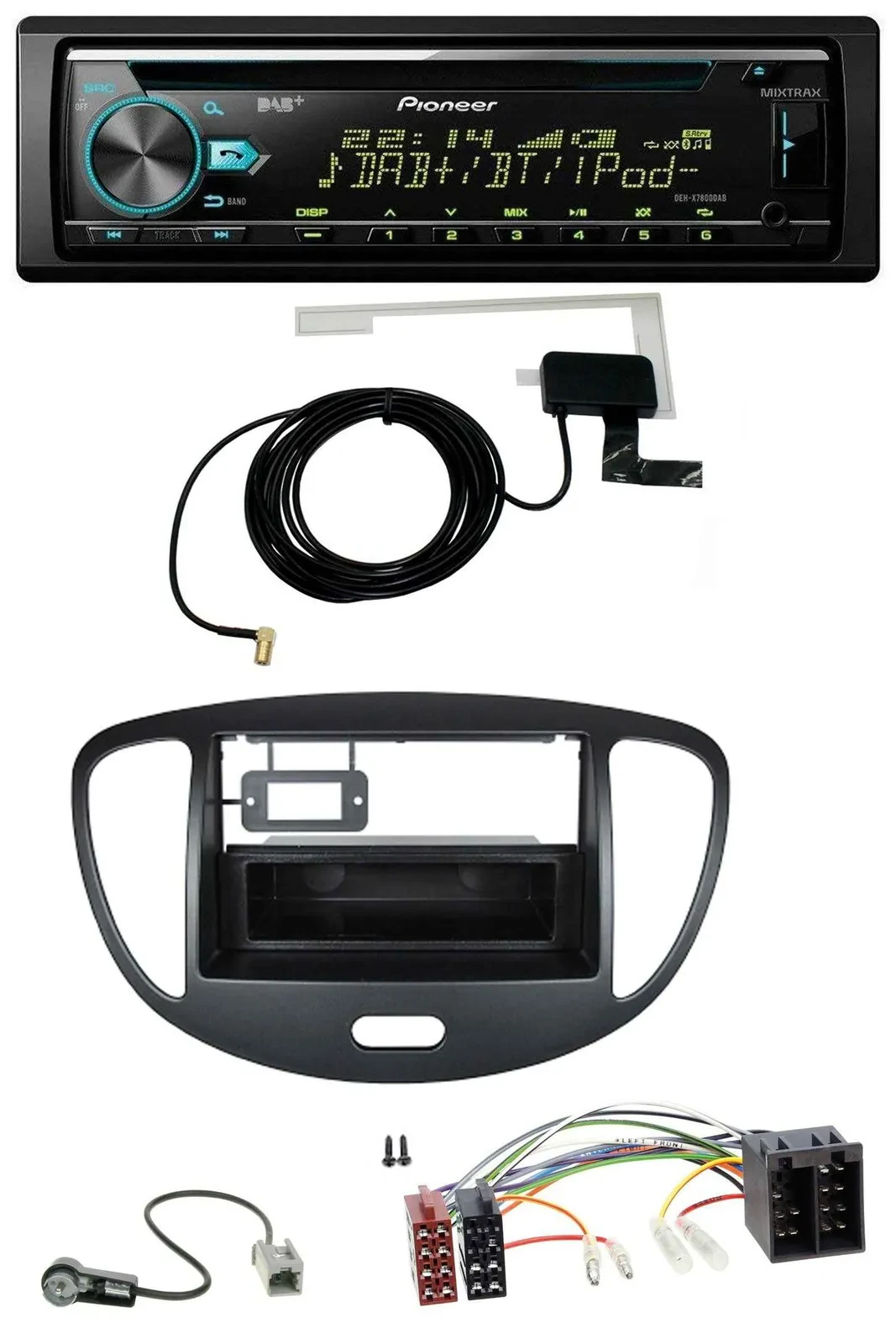 Pioneer MP3 AUX CD USB DAB Autoradio für Hyundai i10 (2008-2013) schwarz