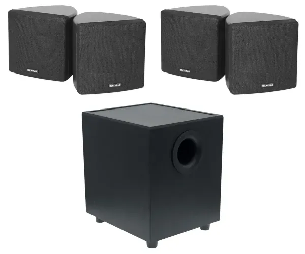 Rockville CT80 8" 70V Commercial Subwoofer+(4) Cube Speakers For Restaurant/Bar