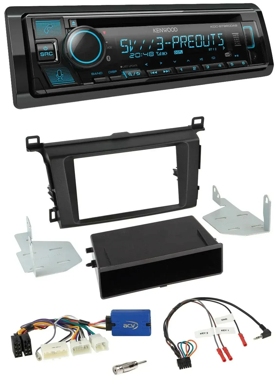 Автомагнитола для Toyota RAV4 (с 2013) Kenwood Bluetooth, USB, CD, DAB