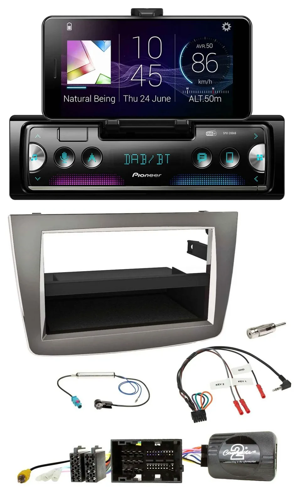 Автомагнитола для Alfa Romeo MiTo 2014–2018 (955) Pioneer USB Bluetooth DAB, серебристая