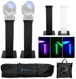 (2) Totem Stands+Black+White Scrims For (2) Chauvet Rogue R2 Wash Lights