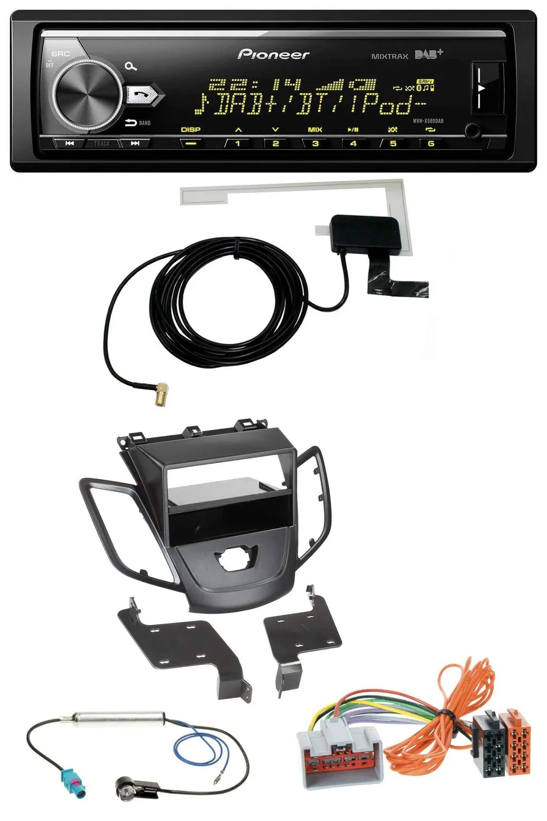 Pioneer Bluetooth DAB USB MP3 Autoradio für Ford Fiesta JA8 08-10 ohne Display s