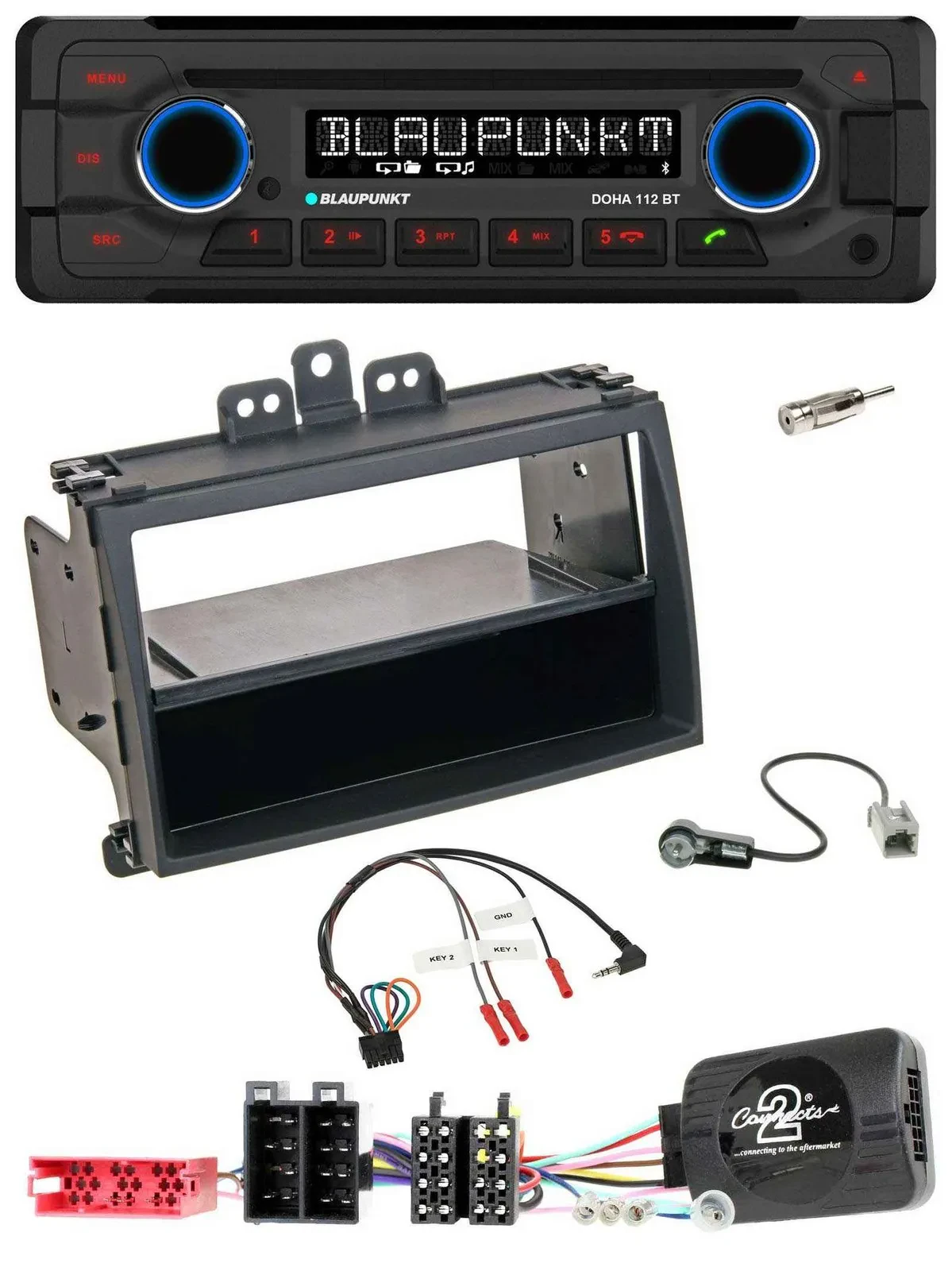 Автомагнитола для Hyundai i20 (2009–2011) Blaupunkt CD/MP3, Bluetooth, USB, поддержка управления на руле, черный