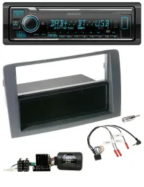 Автомагнитола Kenwood Bluetooth, DAB, USB, для Fiat Idea (2006–2011), серый, поддержка кнопок на руле