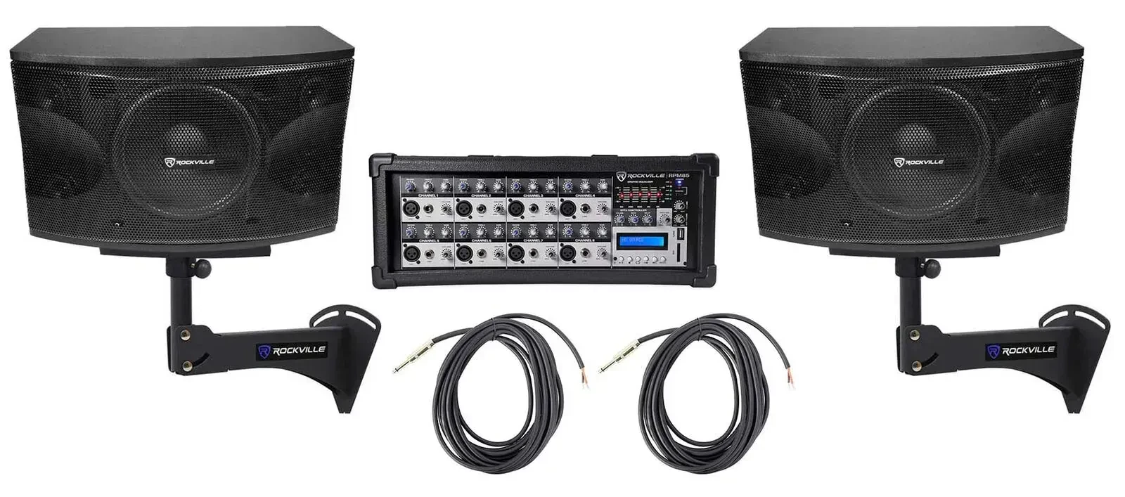 Настенная акустика Rockville KPS12+RPW20+RVSSA1 COMMERCIAL 2 Black с усилителем (пара)