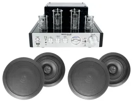 BluTube Tube Amplifier/Home Theater Receiver+(4) 6.5" Black Ceiling Speakers