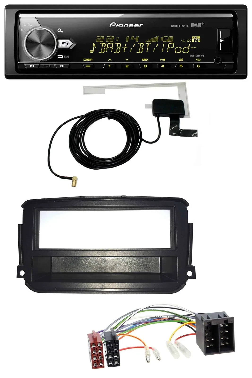 Pioneer Bluetooth DAB USB MP3 Autoradio für Smart ForTwo (451, ab 2010)