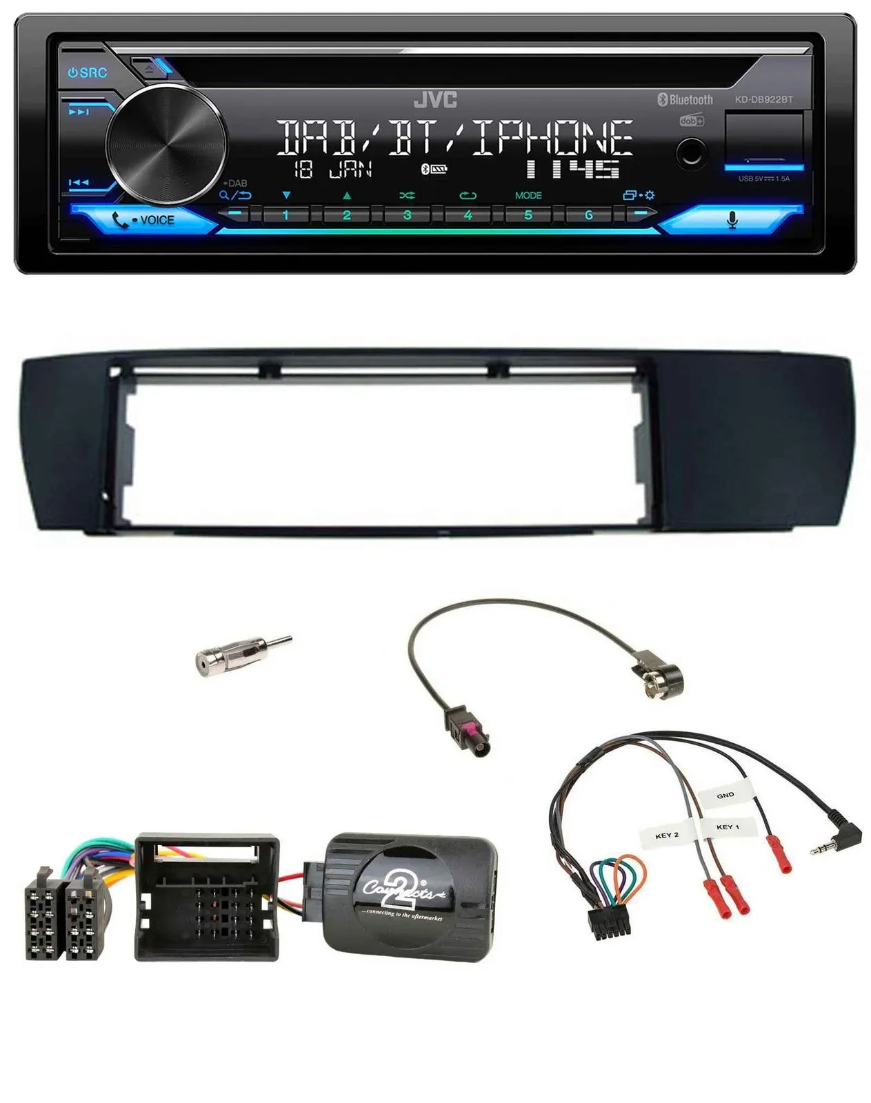 Автомагнитола JVC Bluetooth USB DAB CD для BMW X3 (2004–2010, E83)