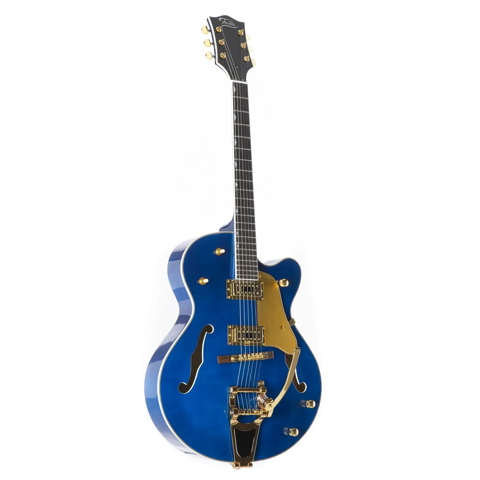 Электрогитара полуакустическая Fame Audio SE Big Boy Blue Hollow Body, Bigsby, Tron Humbucker, золотая фурнитура