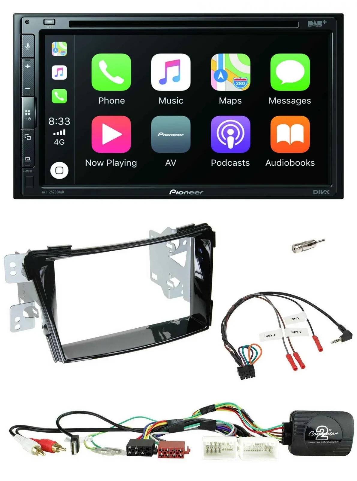 Pioneer DVD 2DIN Lenkrad DAB Bluetooth USB Autoradio für Hyundai i40 11-19 USB A