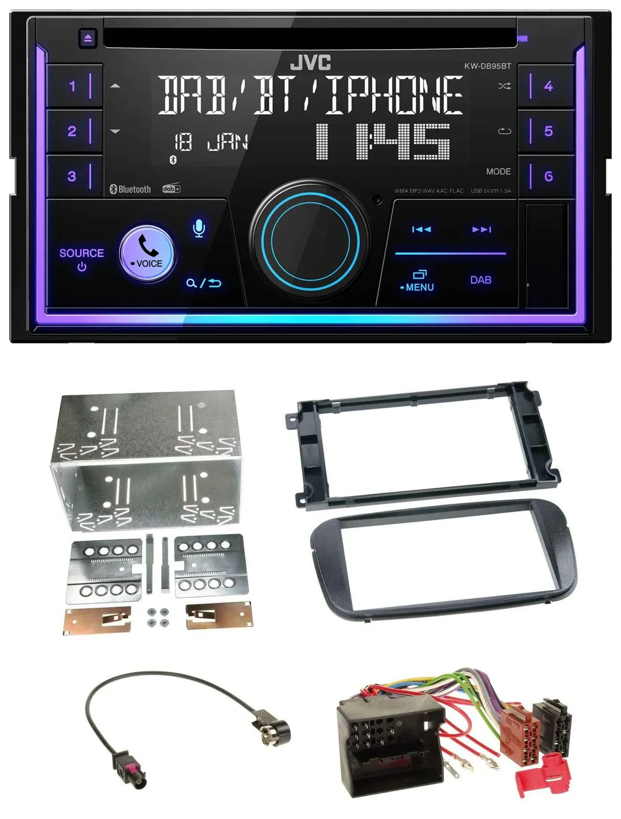 JVC MP3 USB 2DIN DAB Bluetooth CD Autoradio für Ford S-Max Mondeo ab 2007 Profi
