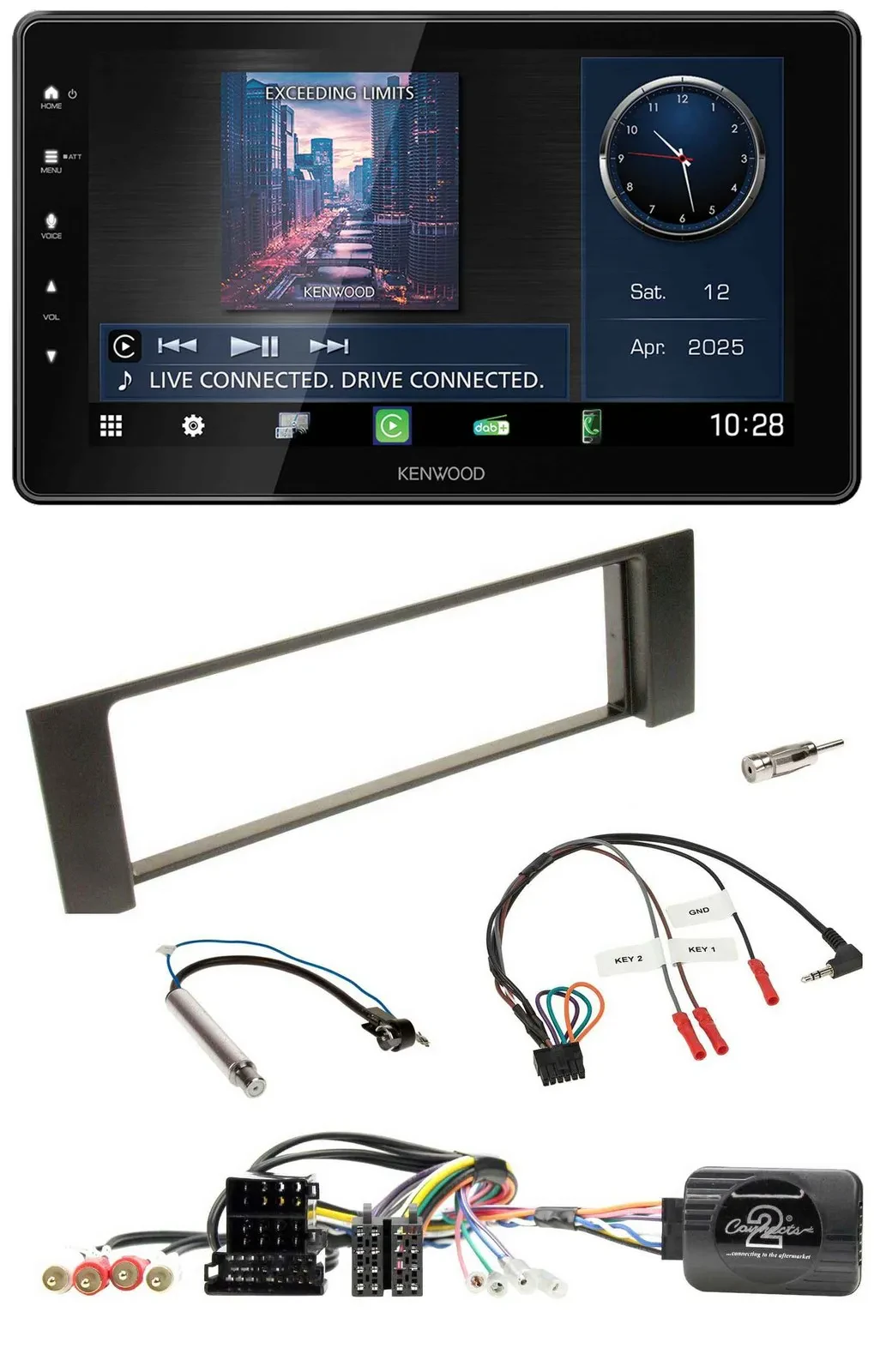 Автомагнитола Kenwood Bluetooth USB DAB для Audi A4 (2000–2009) ISO Fakra, поддержка управления с руля