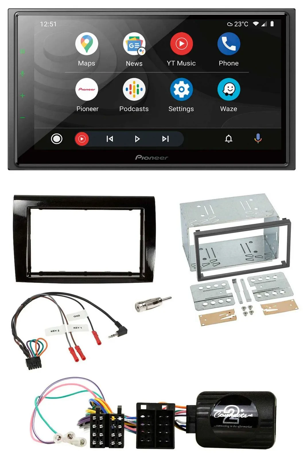 Pioneer USB 2DIN DAB Lenkrad Bluetooth Autoradio für Fiat Bravo 2007-2014