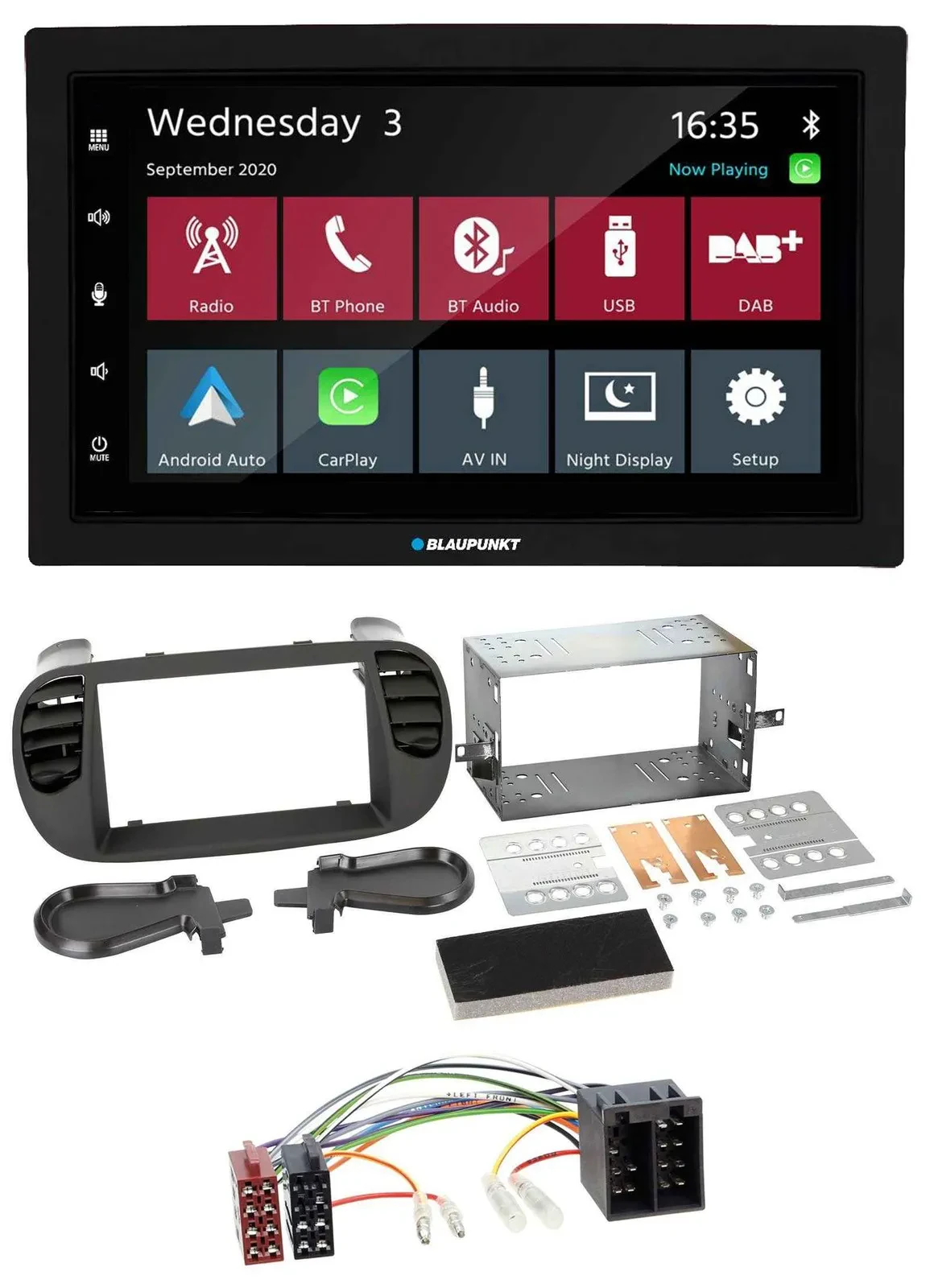 Blaupunkt DAB Bluetooth USB MP3 2DIN Autoradio für Fiat 500 bis 2012 schwarz sof