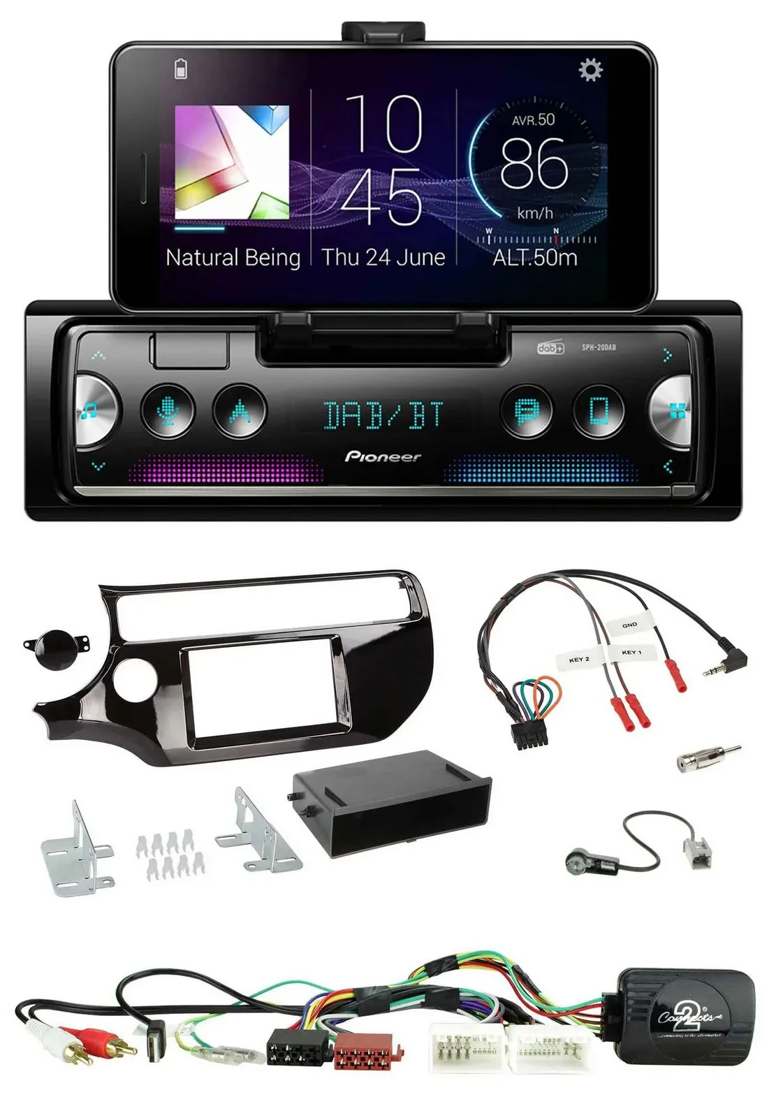 Автомагнитола для Kia Rio UB (с 03/2015) Pioneer USB, Bluetooth, DAB, черный (piano black)