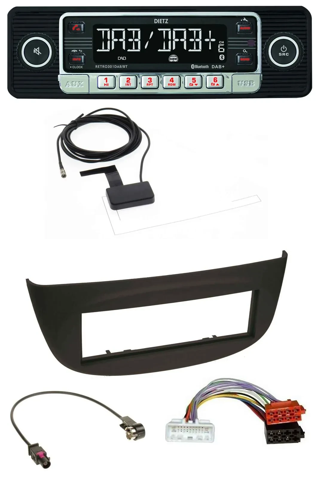 Dietz DAB Bluetooth USB MP3 Autoradio für Renault Twingo ab 2015 schwarz