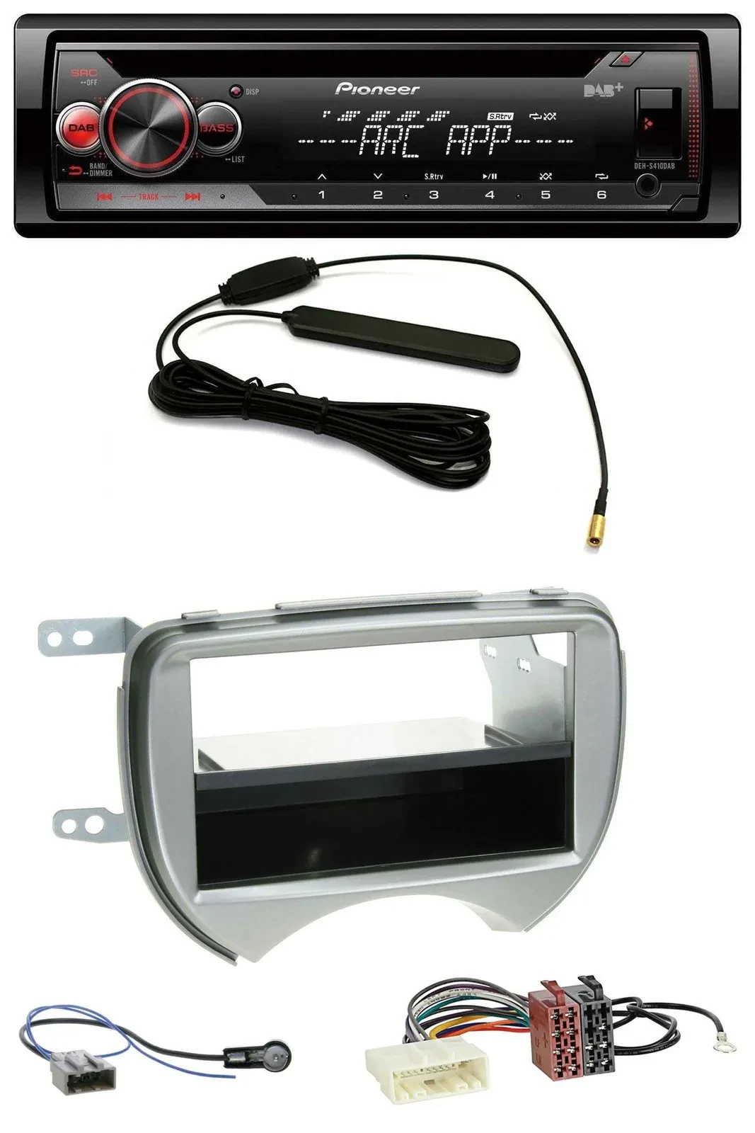 Pioneer CD USB AUX DAB MP3 Autoradio für Nissan Micra (10-13 K13) silber