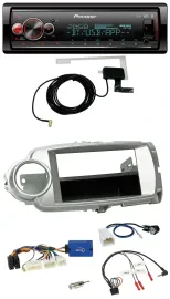 Автомагнитола Pioneer Bluetooth DAB USB для Toyota Yaris 2011–2014 серебристая с поддержкой кнопок на руле