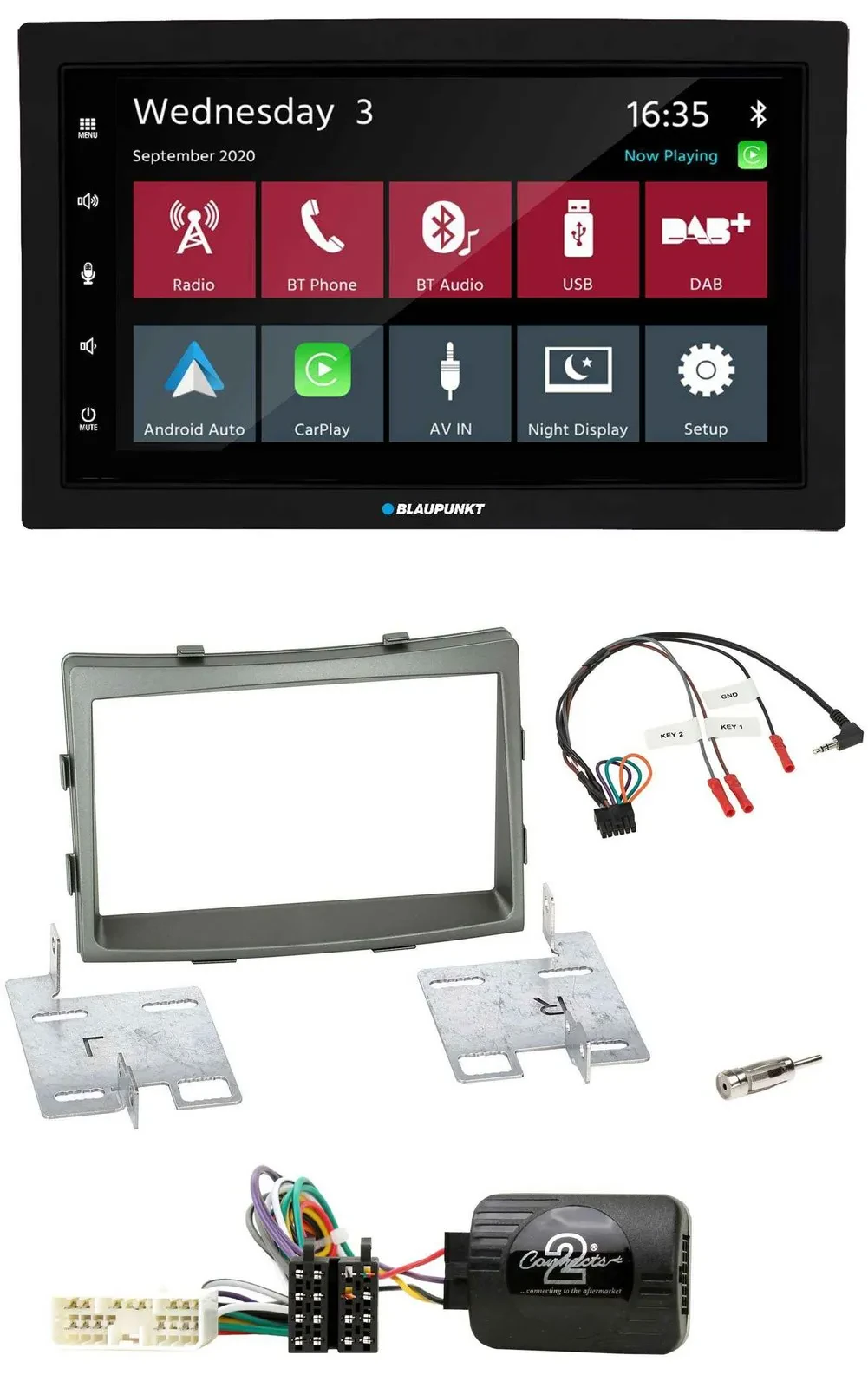 Blaupunkt 2DIN Lenkrad USB Bluetooth DAB Autoradio für SSangYong Rodius ab 2013