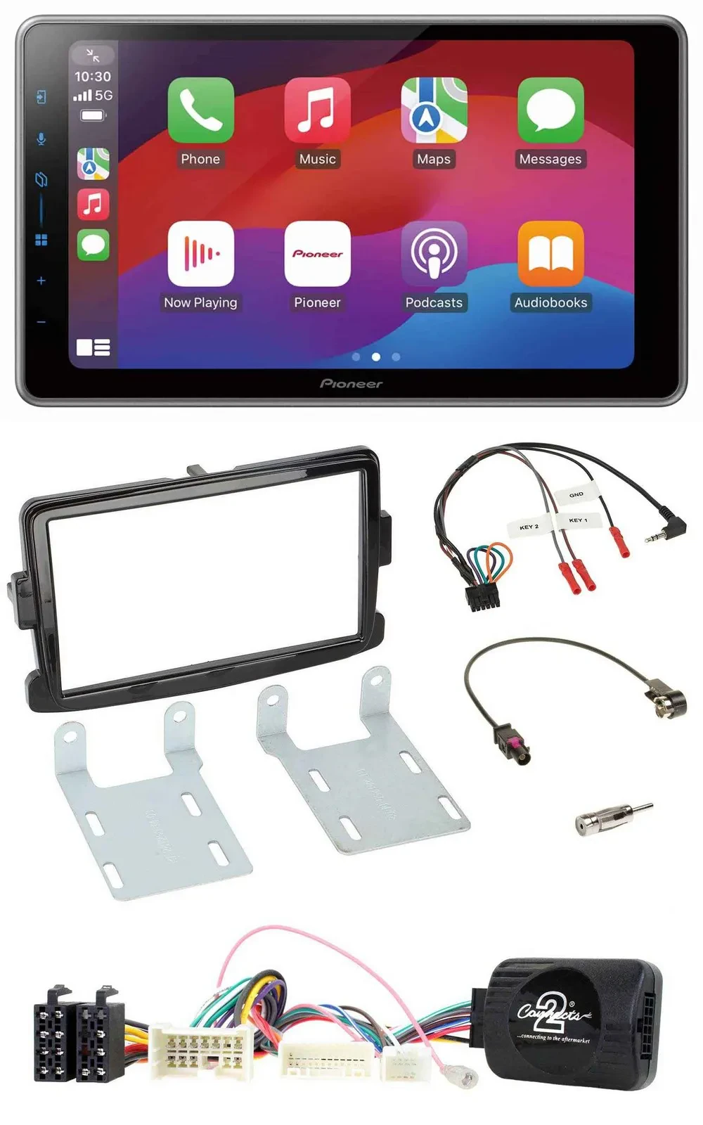 Автомагнитола для Dacia Pioneer 2-DIN, USB, DAB, Bluetooth, черный (piano black)