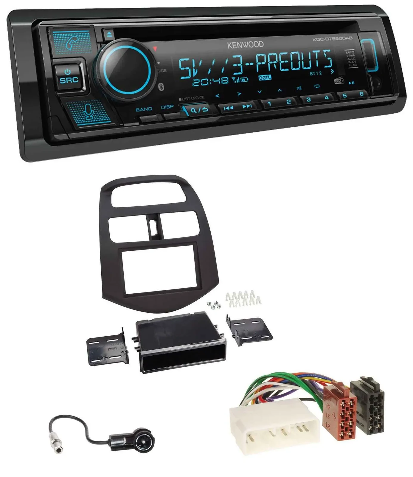 Автомагнитола Kenwood Bluetooth USB CD MP3 DAB для Chevrolet Spark (2012–2013)