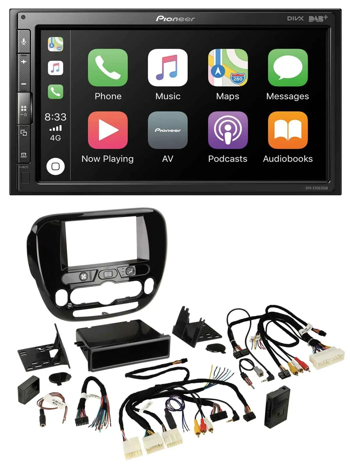 Автомагнитола для Kia Soul (с 2014) Pioneer 2-DIN, USB, DAB, Bluetooth, поддержка кнопок на руле, совместима с климат-контролем