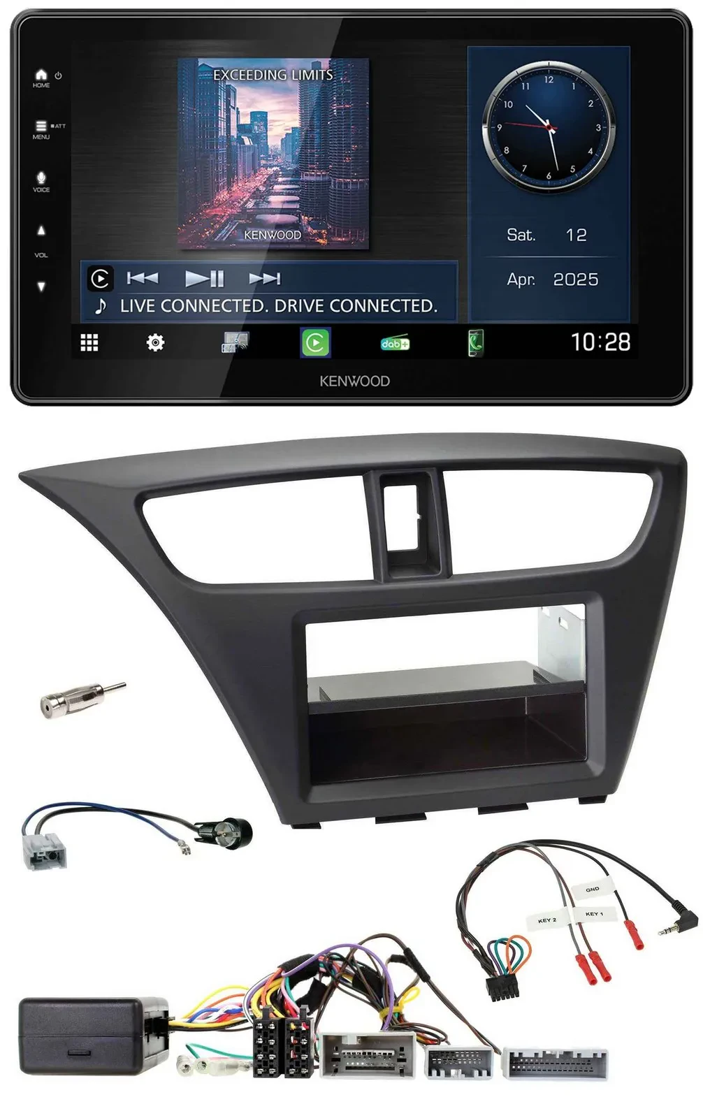 Kenwood Lenkrad Bluetooth USB DAB Autoradio für Honda Civic (ab 2012)