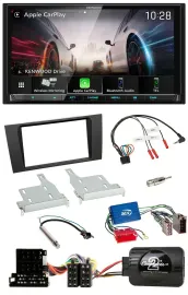 Kenwood Lenkrad 2DIN USB DAB Bluetooth Autoradio für Audi A4 99-01 Aktivsystem
