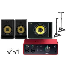 Focusrite 4i4 Gen4 with KRK ROKIT G5 Monitors/Subwoofer/Stands/Cables ROKIT 8