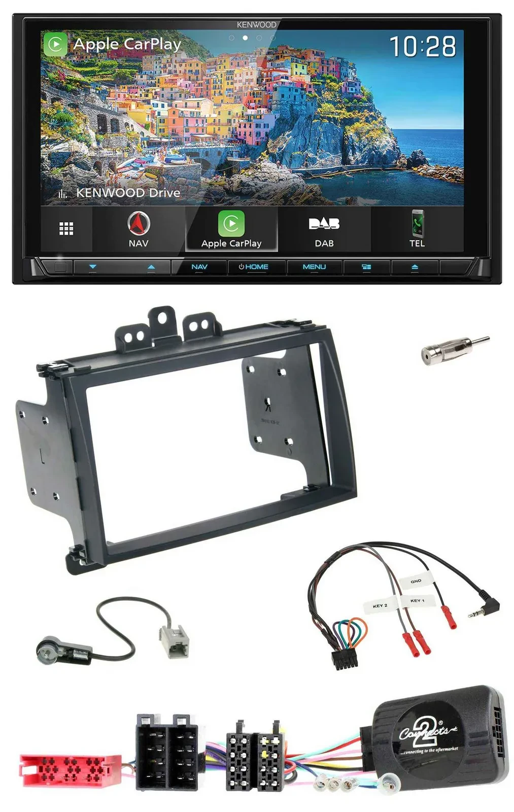 Автомагнитола для Hyundai i20 (2009–2012) Kenwood 2DIN, Bluetooth, USB, TMC, DAB, черный