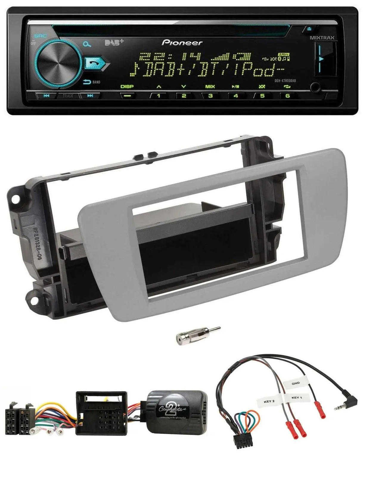 Автомагнитола Pioneer DAB CD USB Bluetooth для Seat Ibiza, цвет серый