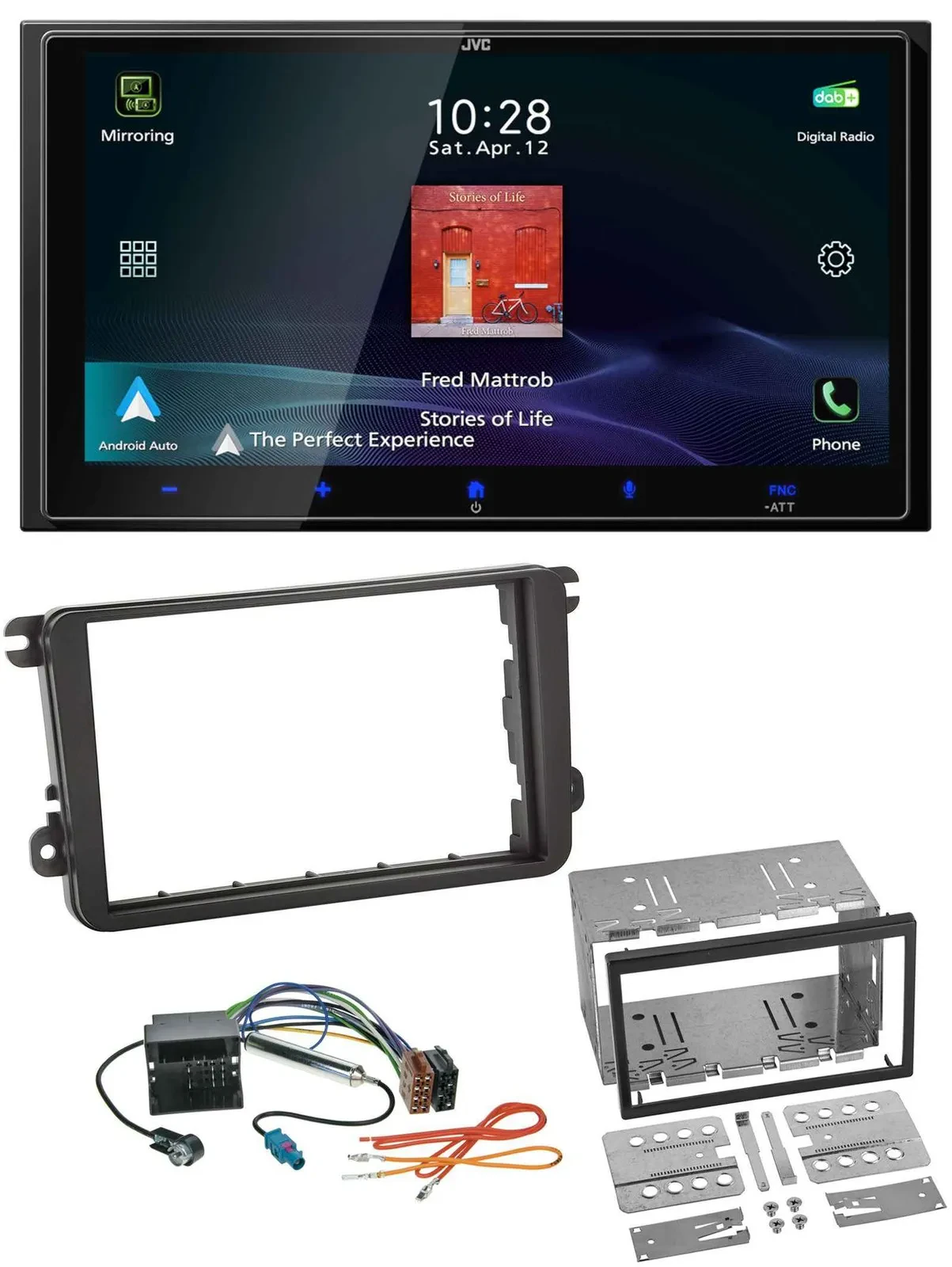 Автомагнитола JVC 2DIN USB Bluetooth DAB MP3 для Skoda Fabia/Octavia II/Rapid/Roomst