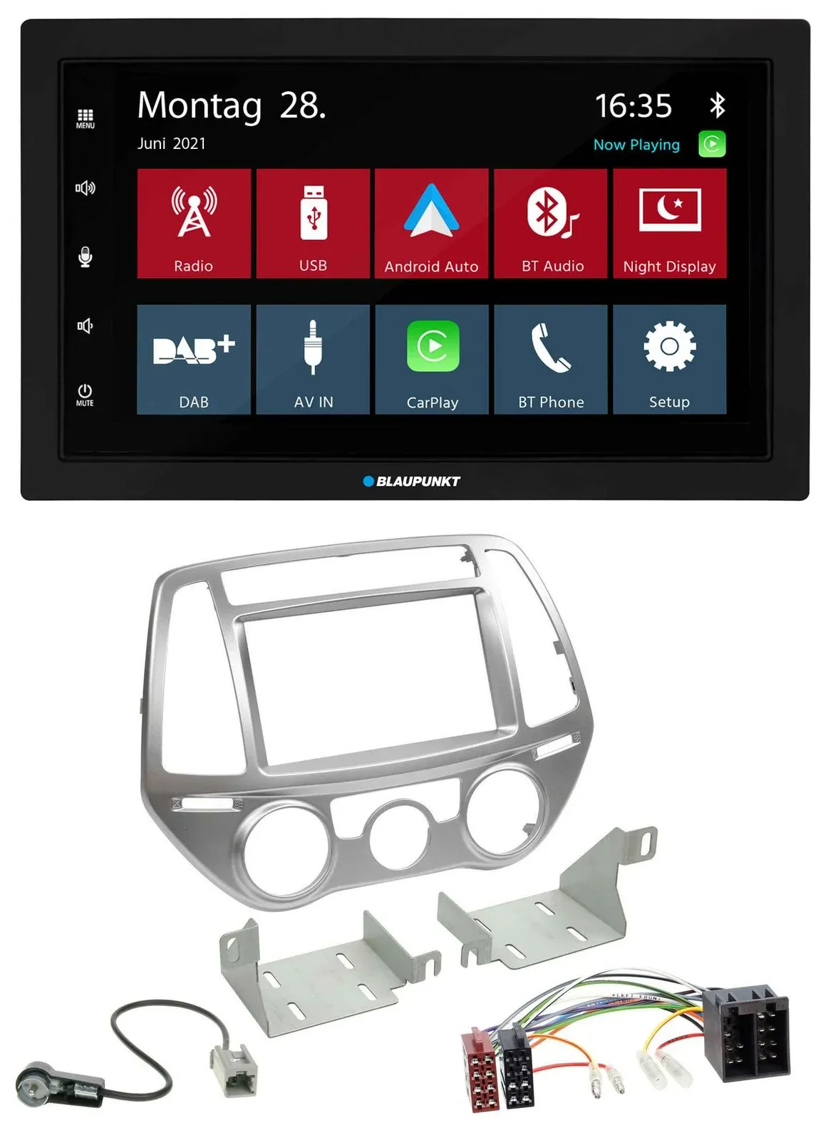 Blaupunkt MP3 Bluetooth DAB 2DIN USB Autoradio für Hyundai i20 12-14 man. Klima