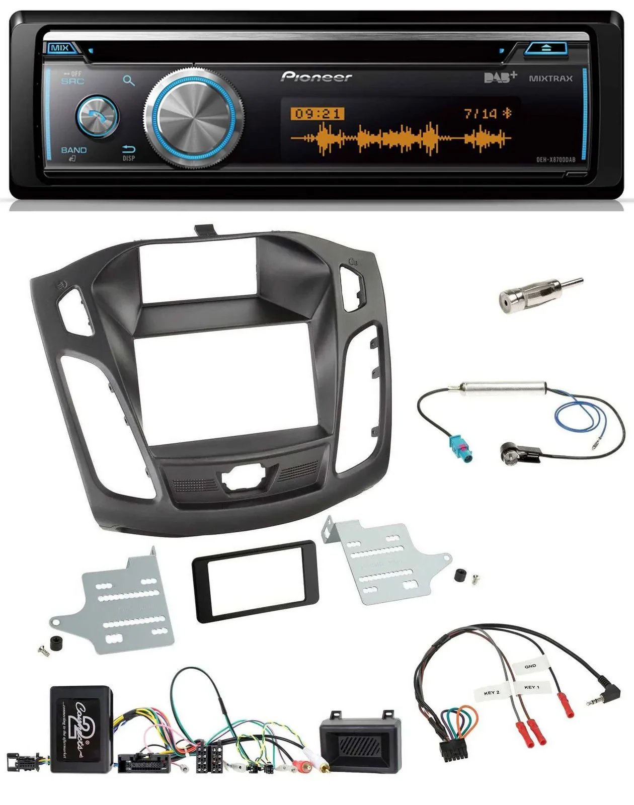 Pioneer Lenkrad DAB USB CD Bluetooth Autoradio für Ford Focus DYB 2011-2014
