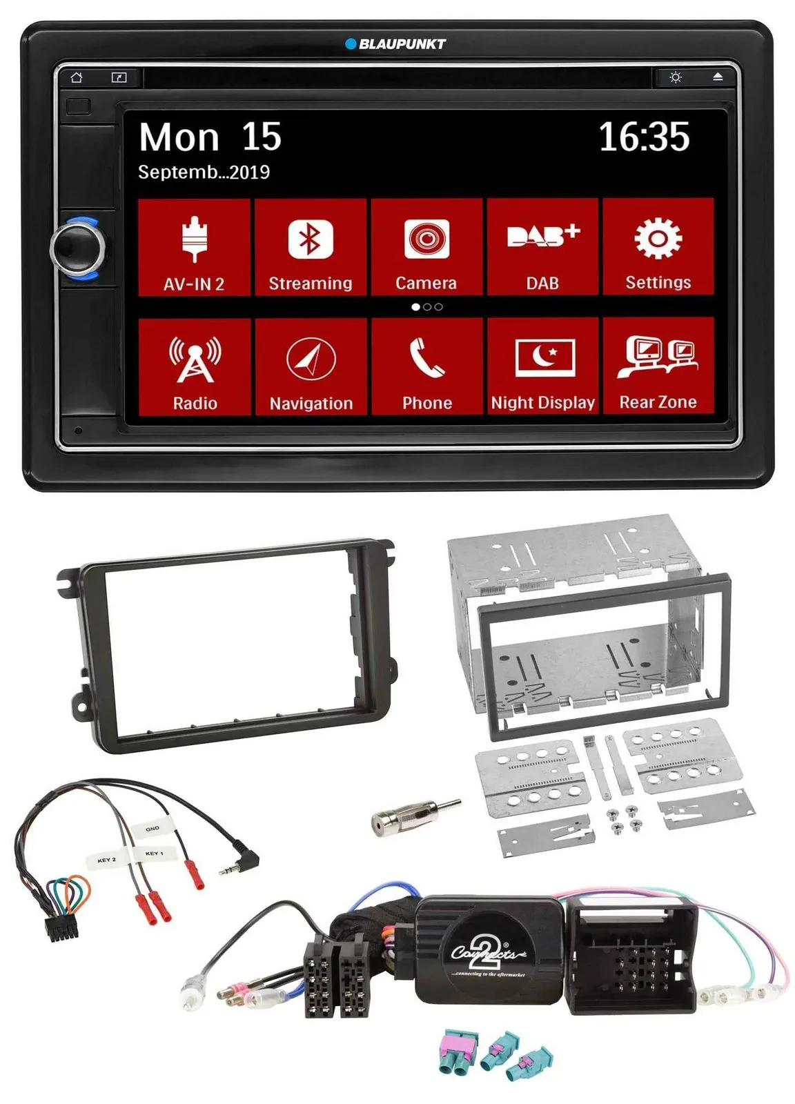 Blaupunkt 2DIN USB DAB Lenkrad Bluetooth TMC Navigation für VW Passat Polo Sciro