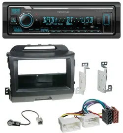 Автомагнитола Kenwood Bluetooth MP3 DAB USB для Kia Sportage 3 (2010–2015) черная
