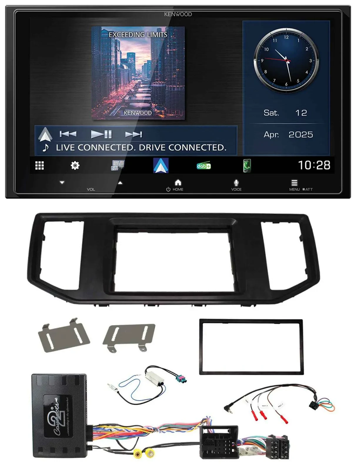 Kenwood Bluetooth 2DIN USB DAB Lenkrad Autoradio für VW Crafter MAN TGE Infoadap