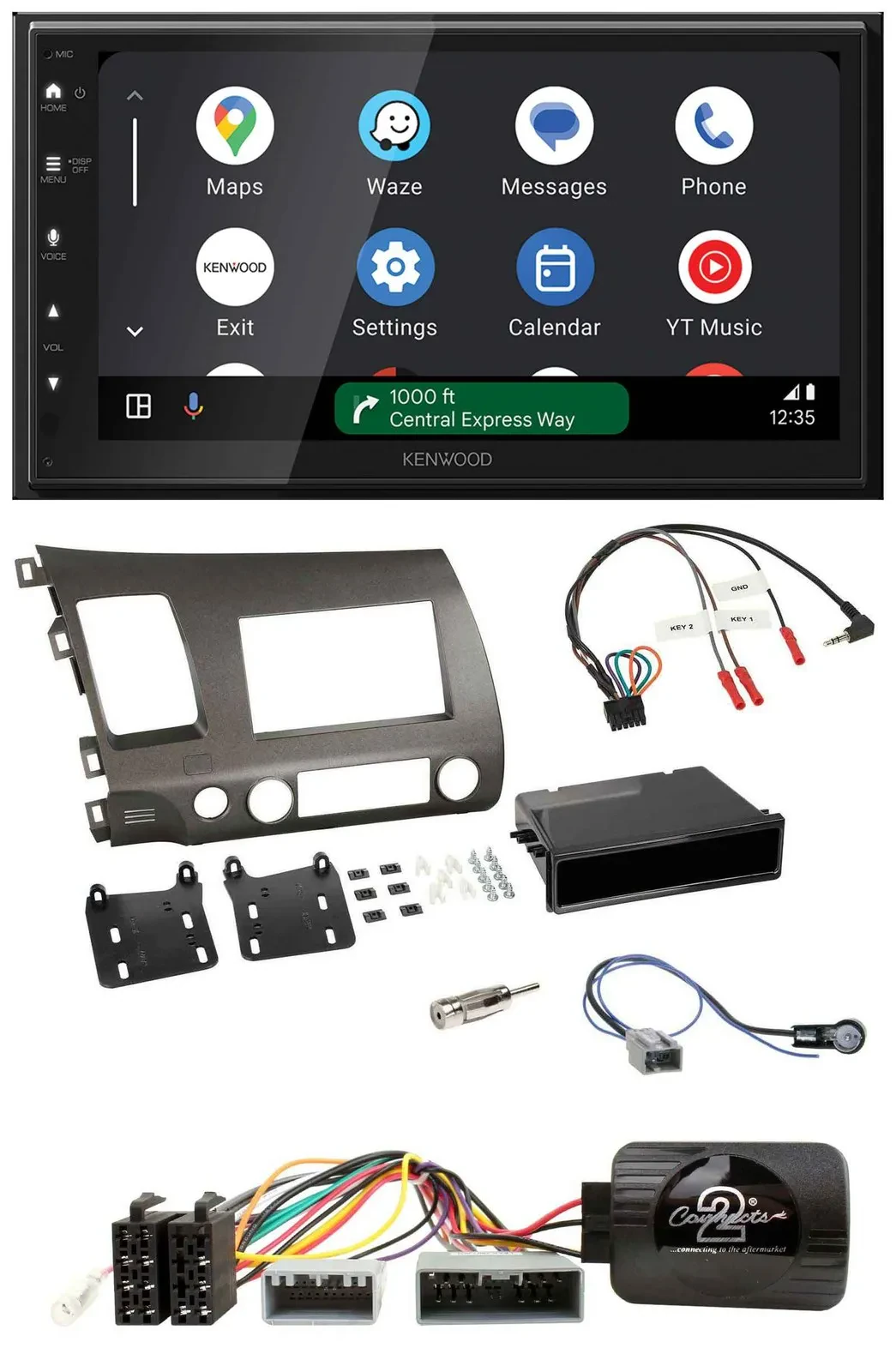 Kenwood DAB Bluetooth USB Lenkrad 2DIN Autoradio für Honda Civic 06-10 Hybrid an
