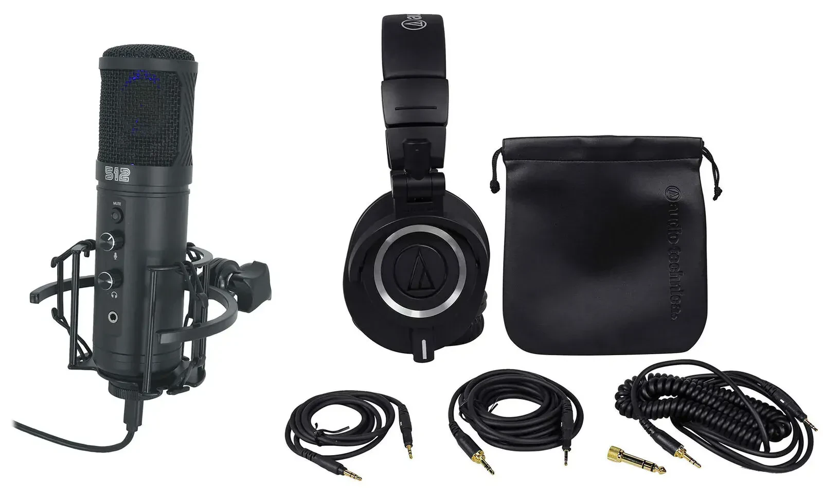 Наушники проводные для студии Audio-Technica ATH-M50X (набор) с кейсом и микрофоном Warm Audio