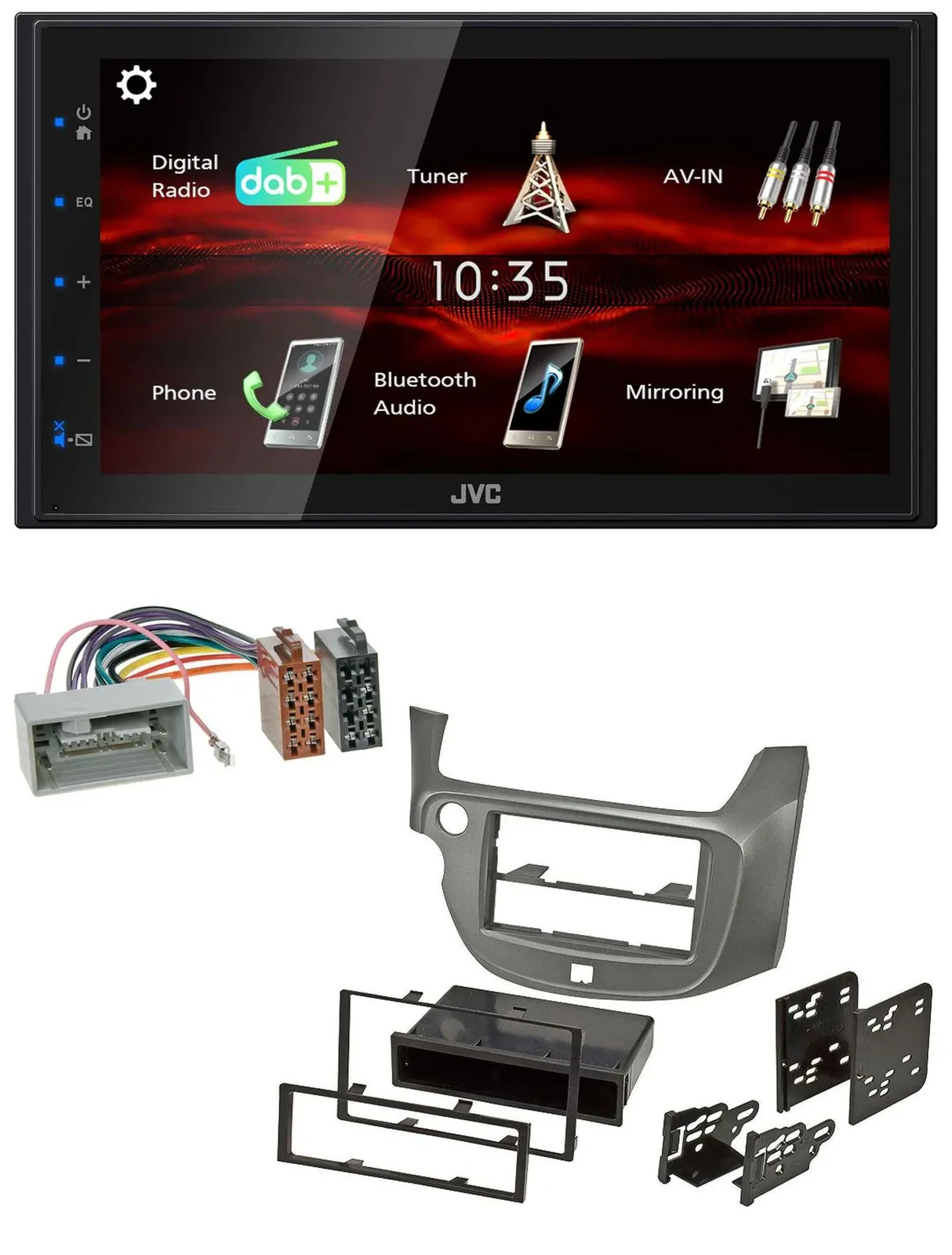 JVC USB Bluetooth MP3 DAB 2DIN Autoradio für Honda Jazz ab 09 silber