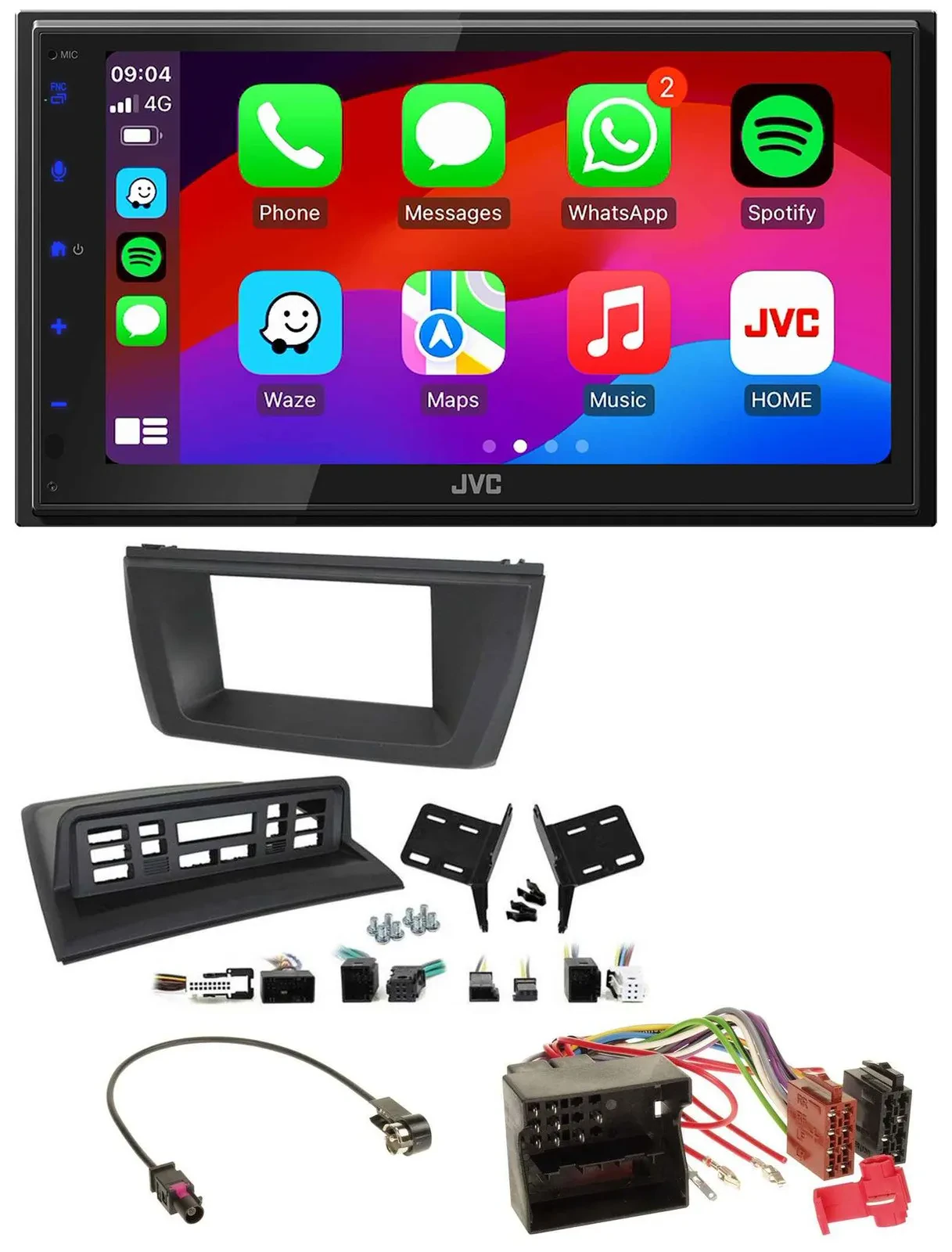 JVC Bluetooth USB MP3 2DIN DAB Autoradio für BMW X3 E83 2004-2010 mittig