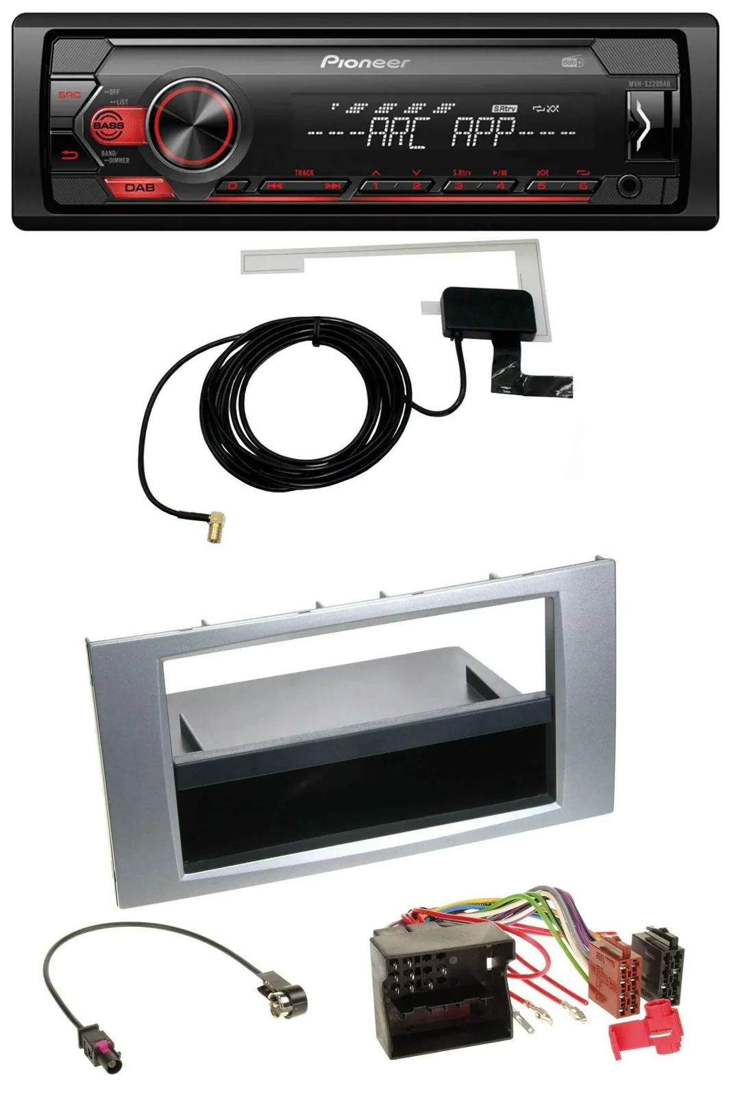 Pioneer 1DIN USB DAB MP3 AUX Autoradio für Ford Fiesta Focus 2004-2008 silber