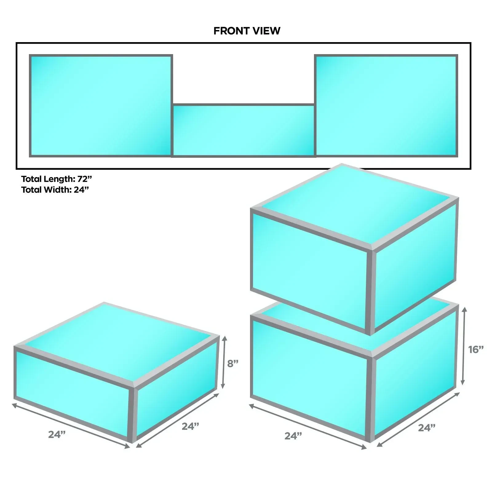 ProX Acrylic DJ Platform 24" x 24" x 8" High Section + 16" High Sections (Pair)