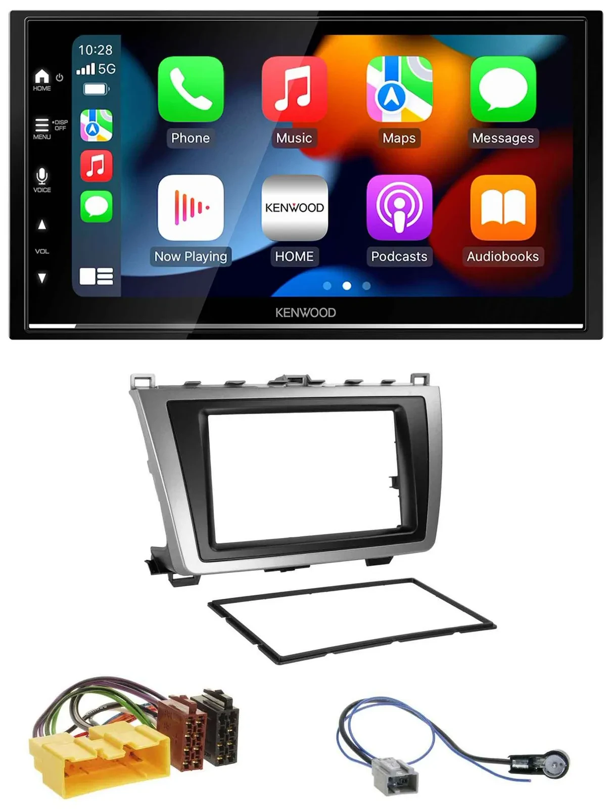 Автомагнитола Kenwood 2DIN, DAB, USB, Bluetooth, MP3, для Mazda 6 (2008–2012), черно-серебристая