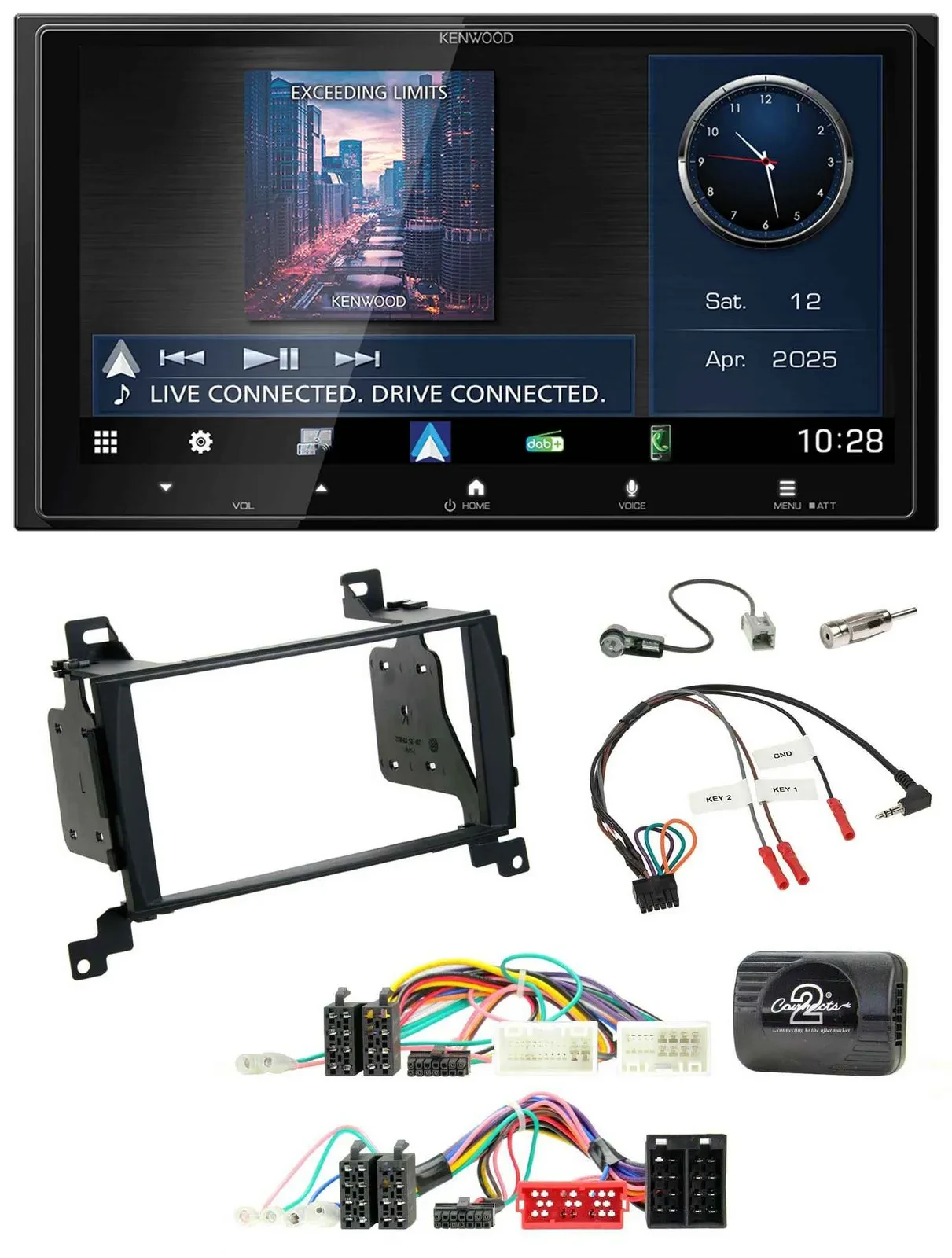 Автомагнитола Kenwood 2DIN, Bluetooth, USB, DAB, совместим с кнопками на руле, для Hyundai Santa Fe 2010–2012
